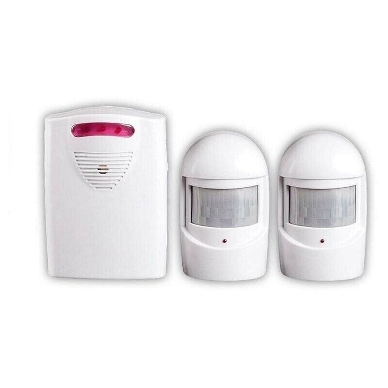 foto del prodotto snq sistemi di allarme di sicurezza, 1 ricevitore e 2 rilevatori di movimento pir resistenti alle intemperie per cortile garage fienile, kit sirena