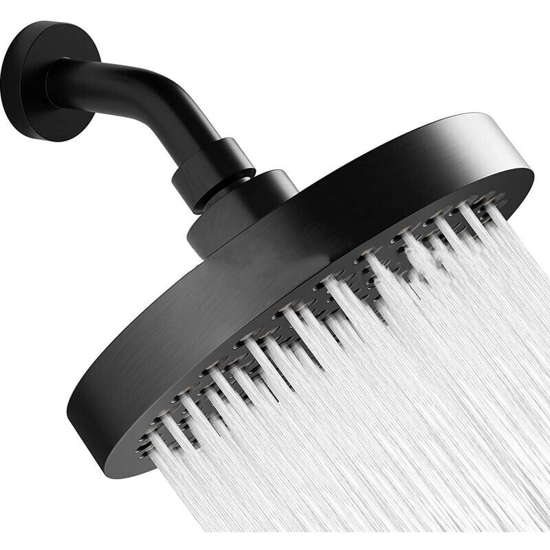 foto del prodotto snq soffione doccia a pioggia rotondo da 15 cm, acciaio inossidabile 304 con gel di silice anti intasamento 15 cm nero opaco 