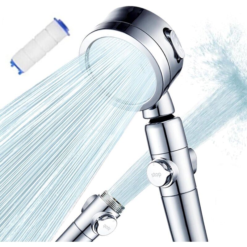 foto del prodotto snq soffione doccia ad alta pressione, soffione doccia per bagno regolabile a 3 modalit e interruttore per controllare il flusso, spruzzi a