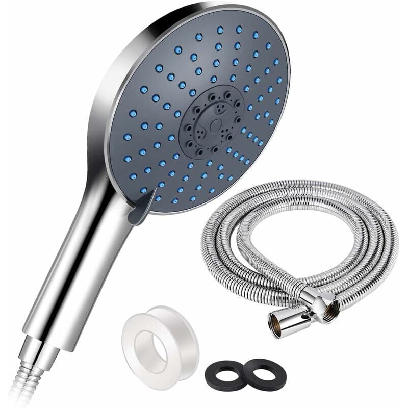 foto del prodotto snq soffione doccia con tubo flessibile da 1,5 m, soffione doccia di grandi dimensioni diametro 15 cm , doccetta portatile ad alta pressione, 7