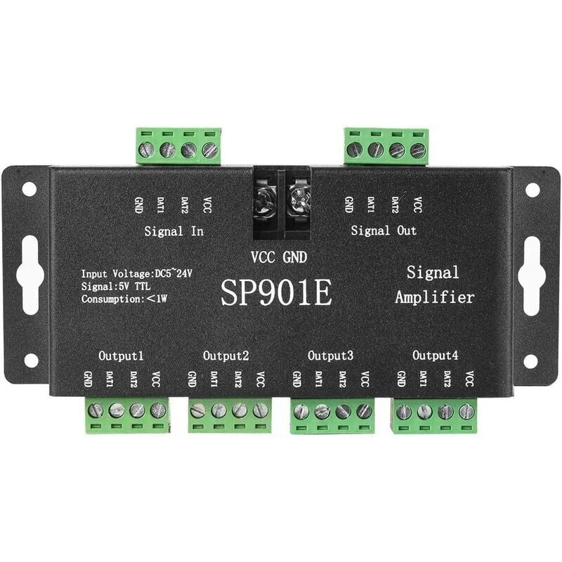 foto del prodotto snq sp901e pixel ws2812b ws2811 amplificatore di segnale spi ripetitore per ws2813 sk6812 ws2815 ws2801 sk9822 striscia led indirizzabile e