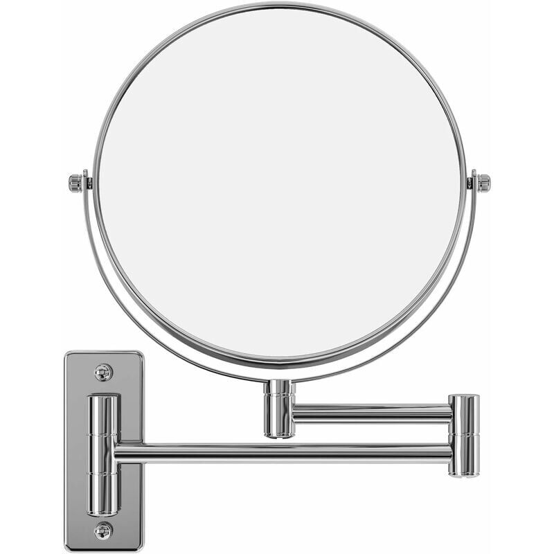 foto del prodotto snq specchi per il trucco a led bifacciali da 8 pollici, specchio ingranditore da parete, girevole a 360 , superficie cromata, estensibile,