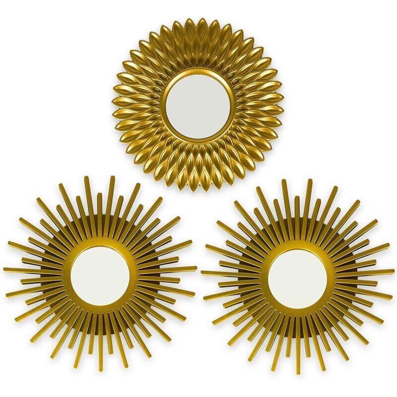 foto del prodotto snq specchio da parete 3 pezzi specchio rotondo per la decorazione della parete in casa, soggiorno e camera da letto specchio solare appeso alla
