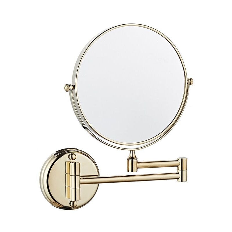 foto del prodotto snq specchio da toeletta a parete, pieghevole, girevole, bifacciale, ingrandimento 3x, 8 pollici, per bagno, toilette, camera da letto, oro