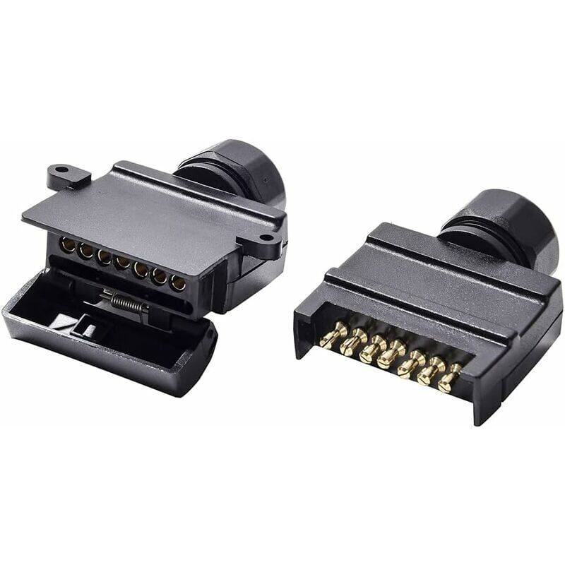 foto del prodotto snq spina piatta per rimorchio a 7 pin maschio e spina piatta per rimorchio a 7 pin femmina, spina piatta impermeabile per rimorchio a 12 v