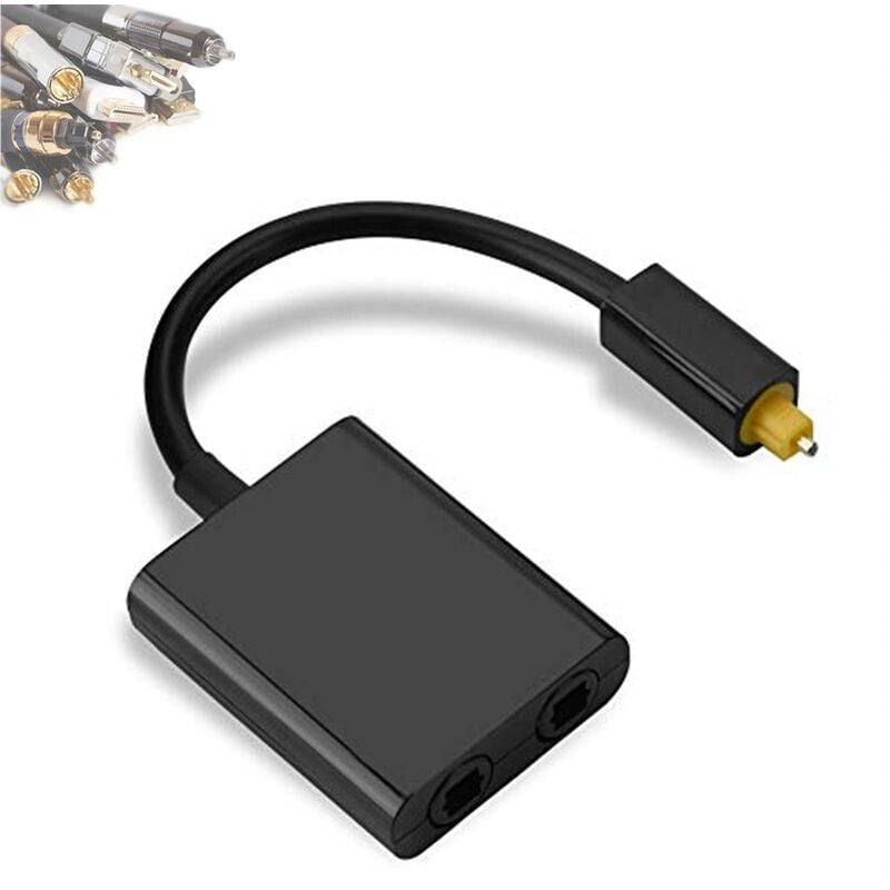 foto del prodotto snq splitter audio con uscita ottica 2 in 1, adattatore per cavo audio ottico a doppia porta, sostituzione dello splitter in fibra,