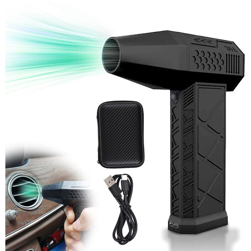 foto del prodotto snq spolverino elettrico da 130.000 giri al minuto, ventola turbo a velocit regolabile, batteria ricaricabile integrata da 2 x 1300 mah,