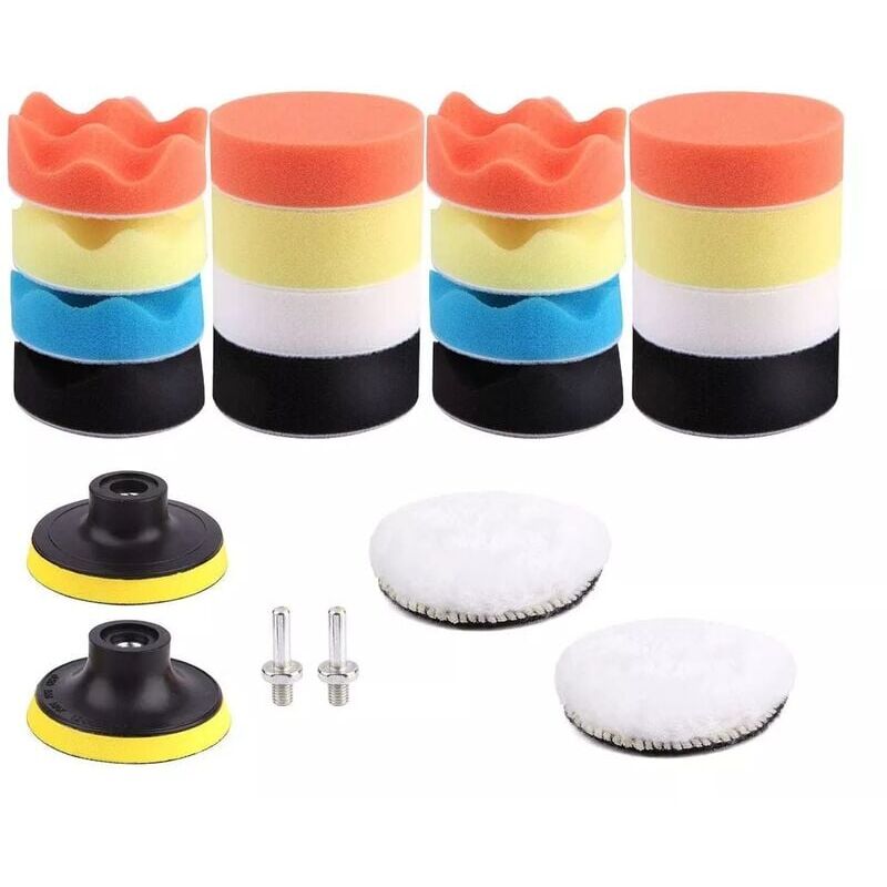 foto del prodotto snq spugna per lucidatura auto , kit spugna lucidante con adattatore per trapano m10, set di 11 tamponi per lucidatura in lana per lucidatrice