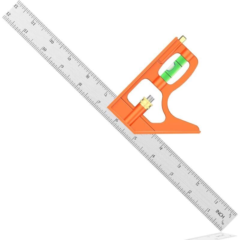foto del prodotto snq squadra combinata in acciaio inossidabile da 300 mm squadra da falegname regolabile a 45 90 gradi con livella a bolla strumento di