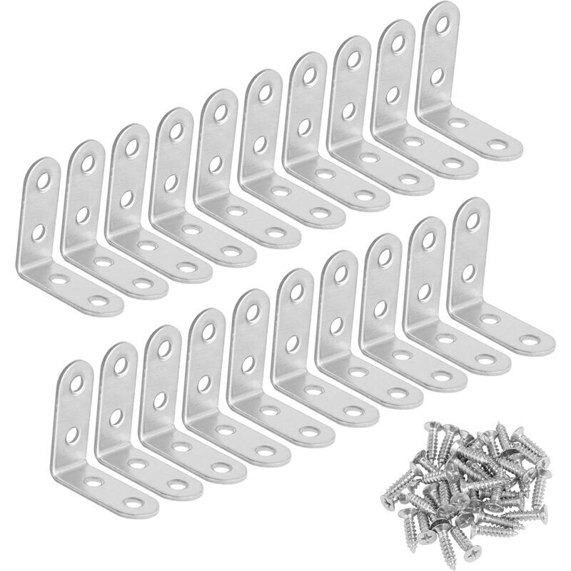 foto del prodotto snq staffa angolare in acciaio inox a 90 gradi staffa angolare a l staffa angolare a forma di l 20 pezzi staffe di rinforzo angolari fornite con 80