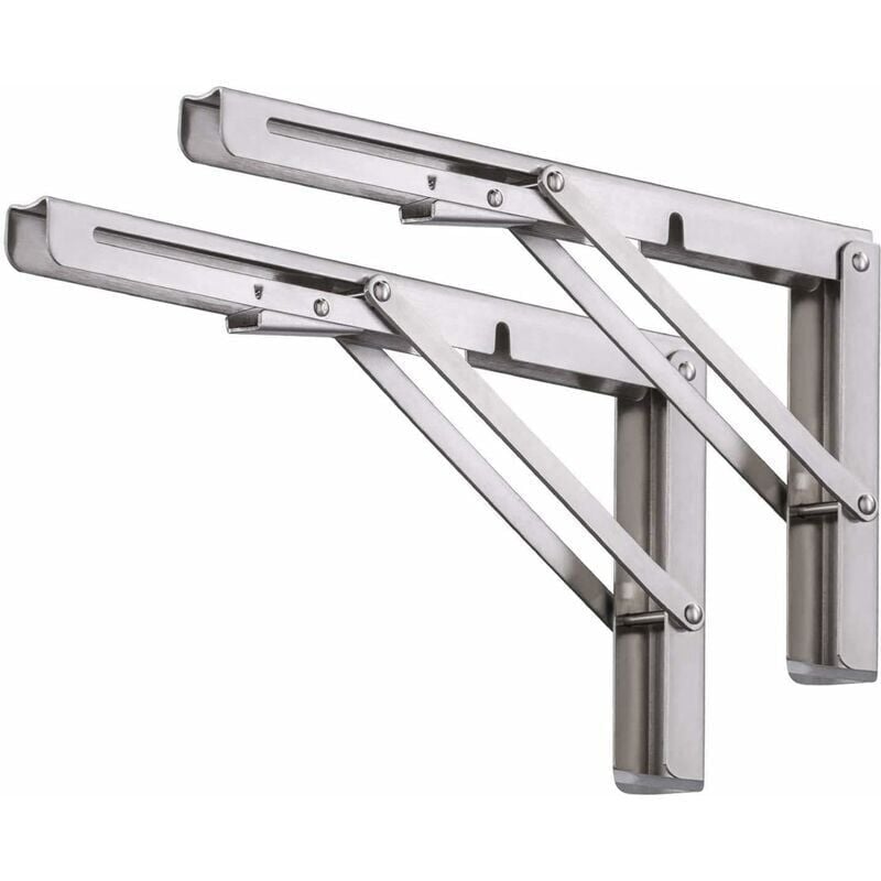 foto del prodotto snq staffe per mensole pieghevoli, confezione da 2 supporti retrattili per mensole da parete in acciaio inossidabile con viti, 350 mm x 175 mm 14