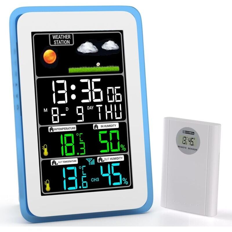 foto del prodotto snq station meteo interieur exterieur sans fil,station m t o sans fil,thermom tre hygrom tre barom tre int rieure ext rieure avec capteur led ecran