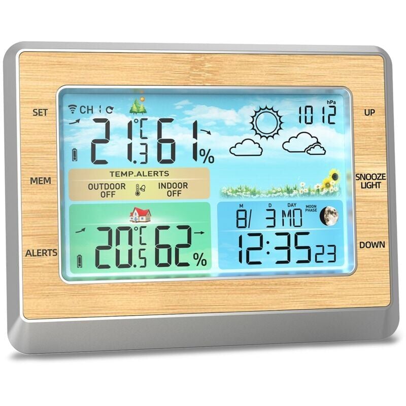 foto del prodotto snq stazione meteorologica con sensore esterno wireless, termometro igrometro interno ed esterno, monitor della temperatura dell umidit con