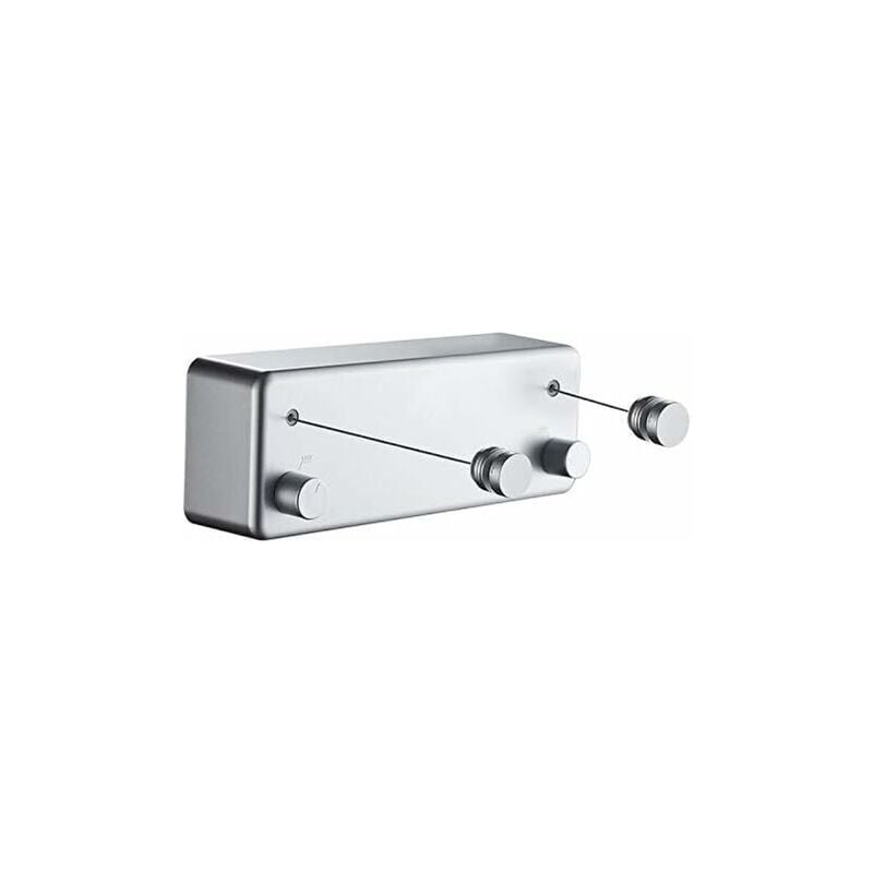 foto del prodotto snq stendibiancheria retrattile color argento a t per uso interno ed esterno robusto, 2 x 4,2 m in acciaio inox, montaggio a parete trapano 