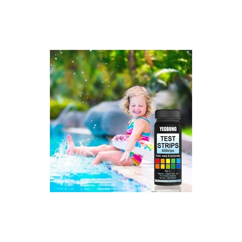foto del prodotto snq strisce reattive per piscina 7 in 1, strisce reattive per spa, kit per test della qualit dell acqua, test del ph dell acqua, alcalinit 