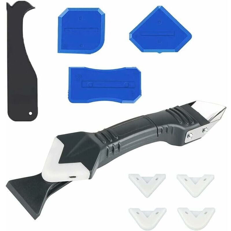 foto del prodotto snq strumento per stucco in silicone blu, set di utensili per lisciatura, set di utensili per calafataggio in silicone da 11 pezzi, solvente per