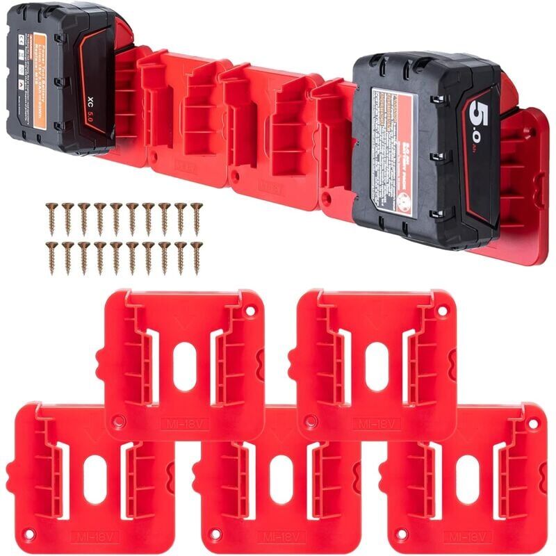 foto del prodotto snq support de batterie pour piles milwaukee m18 18 v, support mural pour tag re de fourgon de travail, bo te outils, paquet de 10