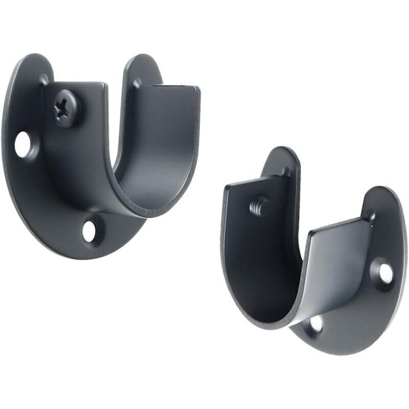 foto del prodotto snq supporto per asta e supporti per asta a forma di u, estremit per asta per tenda o armadio, nero opaco in acciaio inossidabile, 28 mm, 2 pezzi,