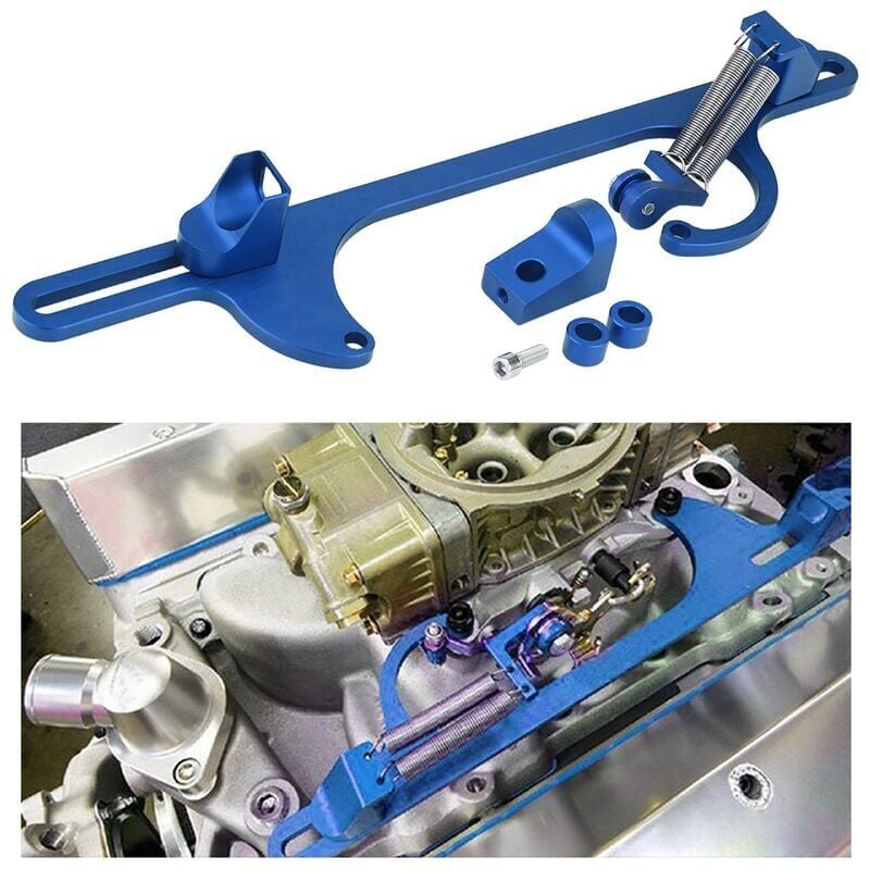 foto del prodotto snq supporto per cavo acceleratore in alluminio billet per carburatore holley serie 4150 e 4160, blu