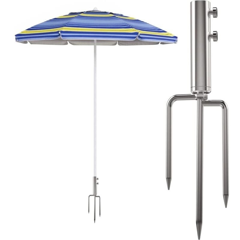 foto del prodotto snq supporto per ombrellone con ancoraggio a terra, supporto per ombrellone rimovibile per pesca, giardino, spiaggia argento 