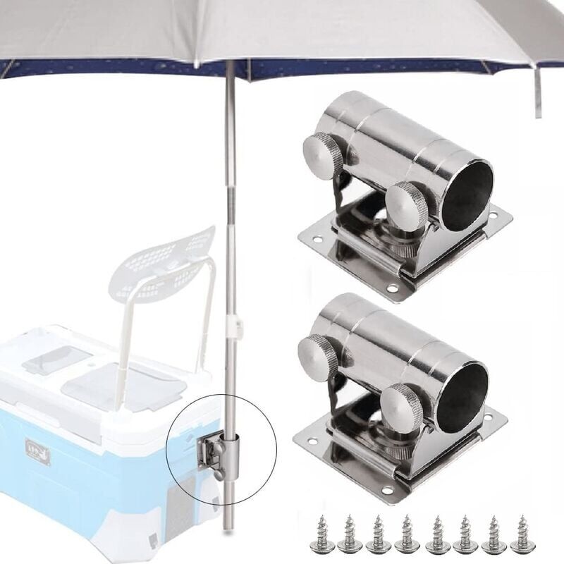 foto del prodotto snq supporto per ombrellone regolabile in acciaio inox da 2 pezzi, supporto per ombrellone da balcone, supporto per ombrellone da pesca con piastra