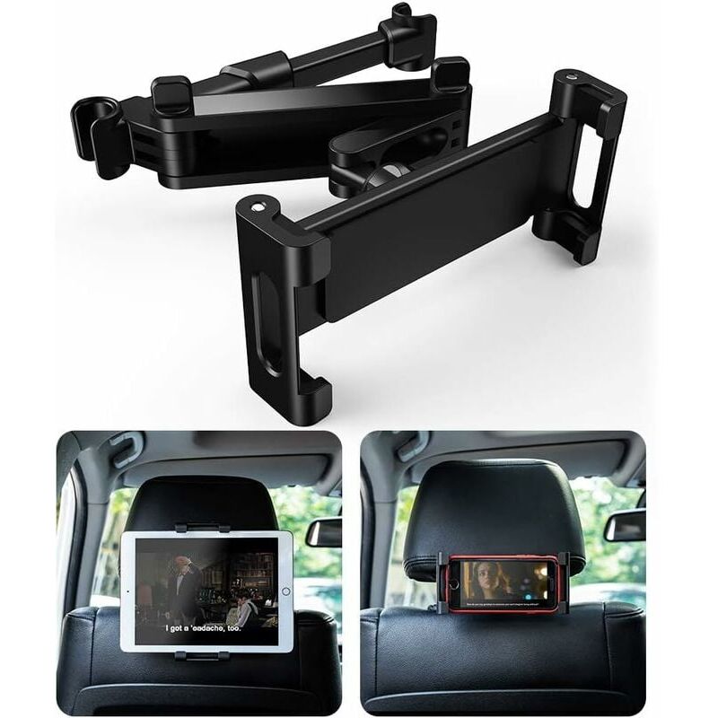 foto del prodotto snq supporto per tablet da auto, supporto universale per poggiatesta, rotazione a 360 , regolabile, dimensioni 6 12 pollici per ipad 2 3 4 