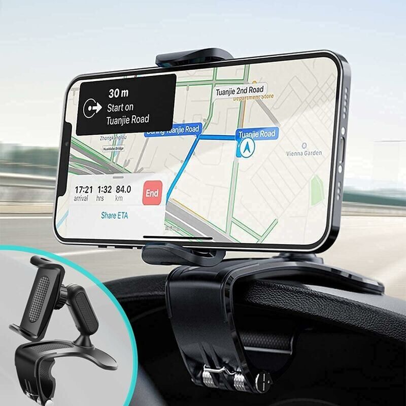foto del prodotto snq supporto per telefono da auto, supporto multifunzionale per specchietto retrovisore da cruscotto con morsetto a molla regolabile a 360 , adatto
