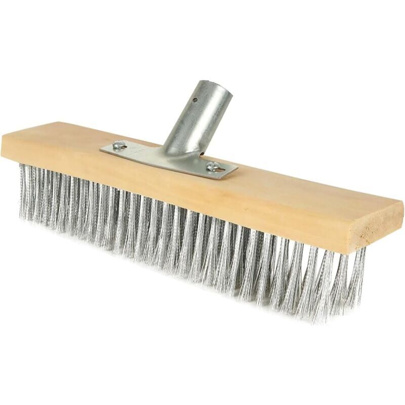 immagine 0 del prodotto snq t te de balai m tallique robuste en acier inoxydable pour terrasse, garage poign e non incluse 