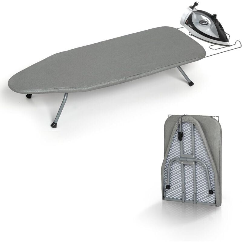 foto del prodotto snq table repasser pliante en m tal avec support en fer, petite planche repasser portable avec housse en coton r sistant la chaleur, mini