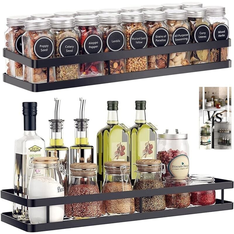 foto del prodotto snq tag re pices cuisine, 2 pi ces etagere a epices murale, etagere rangement epices gain de place, id al pour le rangement et organisation de