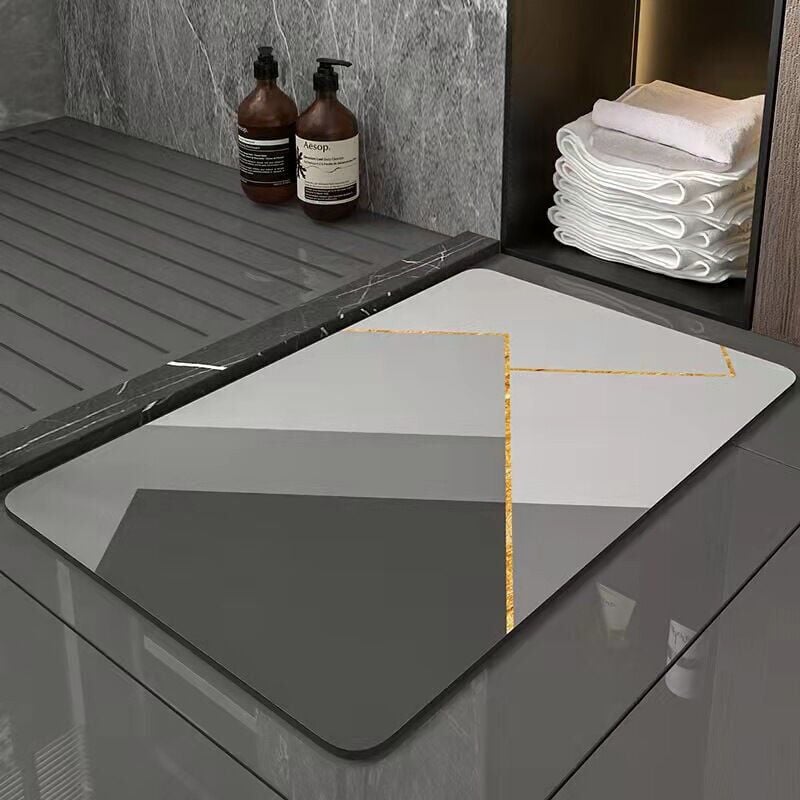 foto del prodotto snq tappetino da bagno antiscivolo, assorbente, in microfibra di diatomite, morbido, ad asciugatura rapida, grigio 40 60 cm