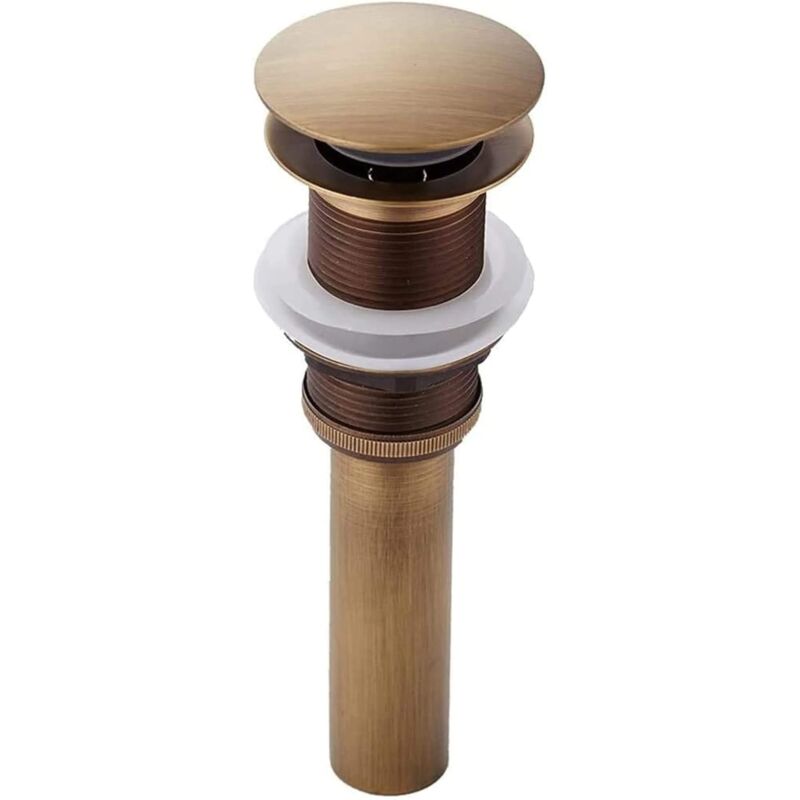 foto del prodotto snq tappo scarico lavello pop up retro piletta click clack senza troppopieno in ottone bronzato lucido troppopieno senza troppopieno