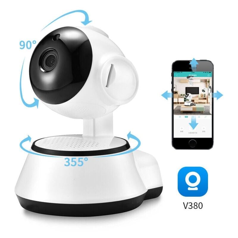 foto del prodotto snq - telecamera di sorveglianza ip panoramica wifi v380 pro, telecamera di sicurezza domestica wireless, registrazione audio, baby monitor video per interni.
