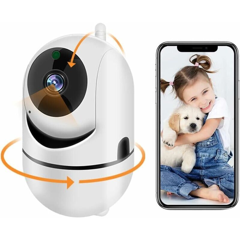 foto del prodotto snq telecamera di sorveglianza wifi per interni, telecamera wifi intelligente 1080p per animali domestici e neonati per rilevamento del movimento