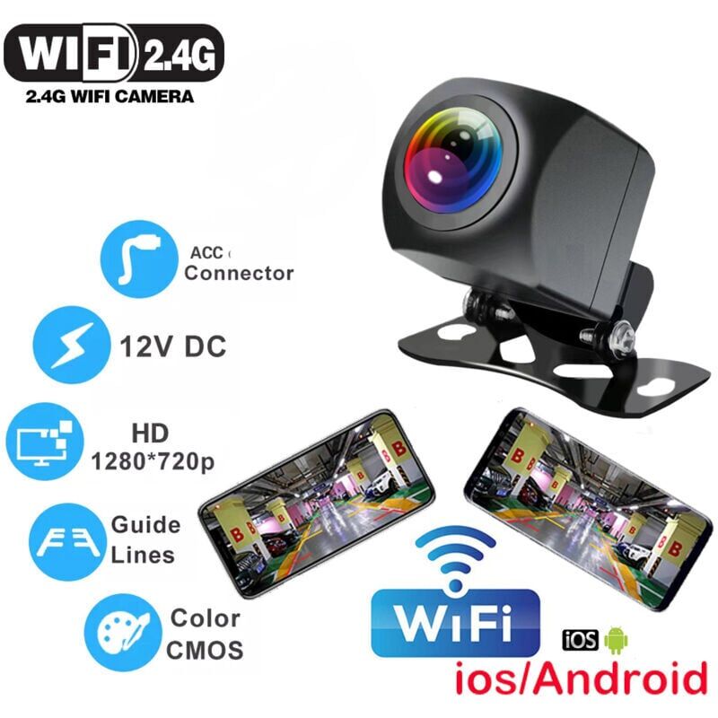 foto del prodotto snq telecamera senza filo per auto con wifi, 170 gradi, per tavolo da bordo, visione notturna hd, per iphone, android, 12v,