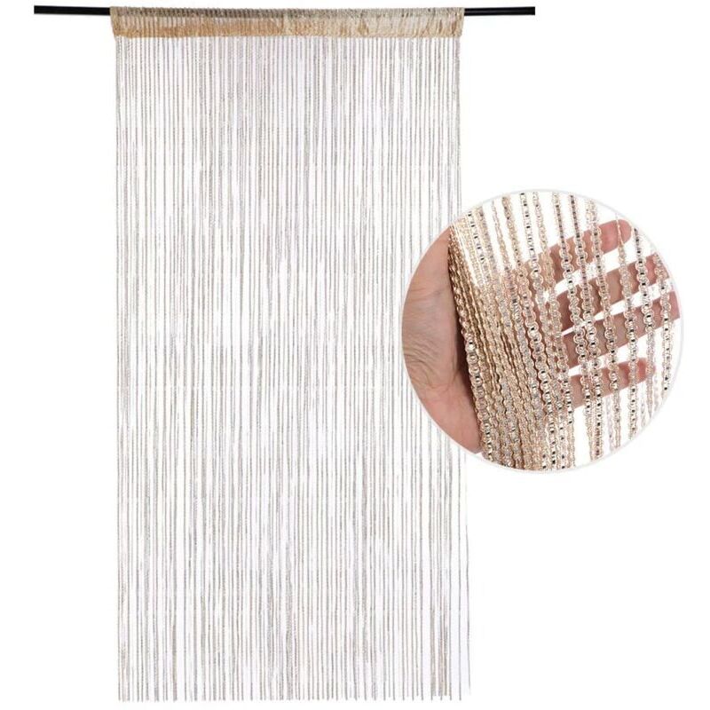 foto del prodotto snq tende per porte in corda, finestre con nappe, divisori per stanze con nappe, divisorio per stanze con nastro argentato color champagne 