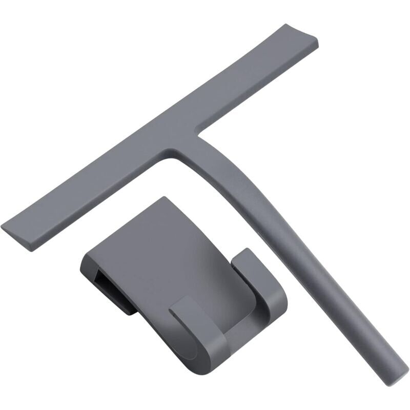 foto del prodotto snq tergivetro in silicone per doccia con anima in acciaio inox, tergivetro per doccia per la pulizia dei vetri del bagno, 22,7 x 21,5 cm, grigio