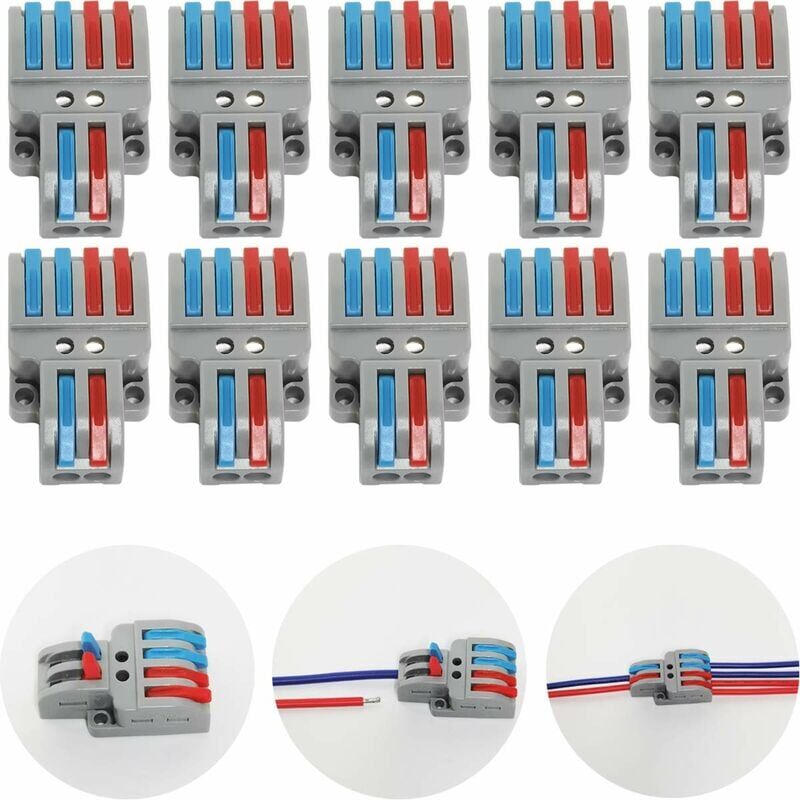 foto del prodotto snq terminali di collegamento, 10 pezzi connettore elettrico con leva di azionamento, terminale di collegamento elettrico automatico compatto, 2 in