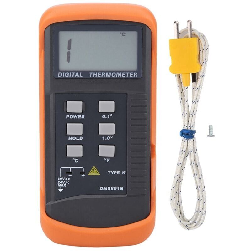 foto del prodotto snq termometro a termocoppia , termometro digitale a canale singolo dm6801b con sensore a termocoppia di tipo k, tester per termocoppia con