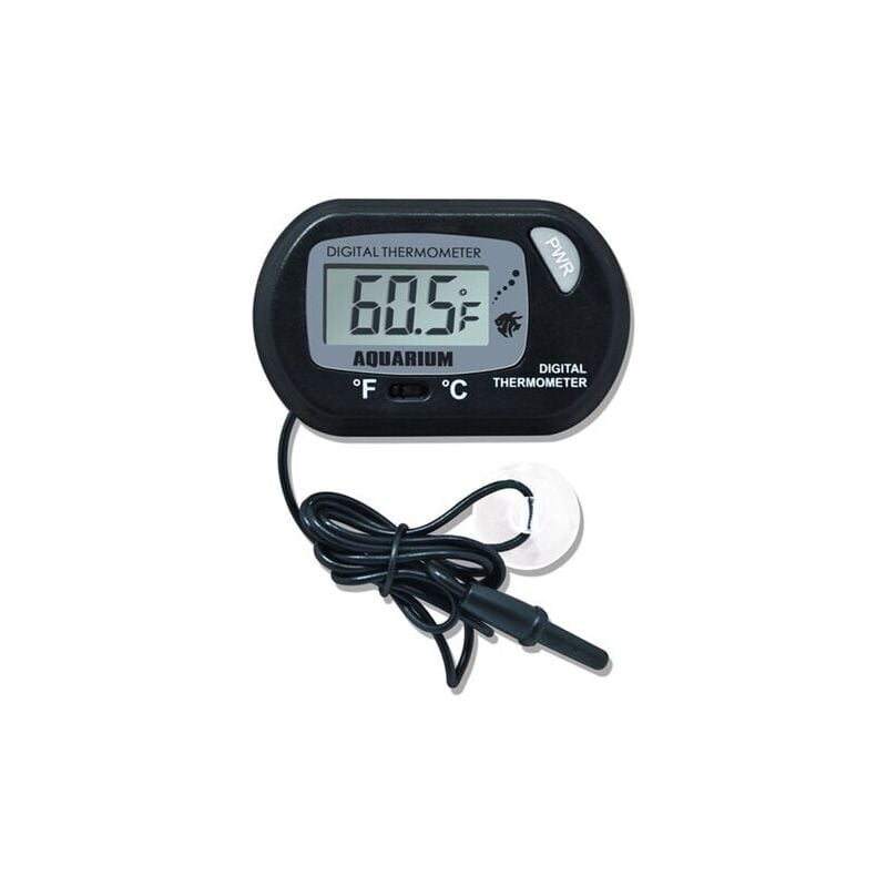 foto del prodotto snq termometro digitale lcd per acquario con ventose e sonda impermeabile per acquario, terrario per rettili e vivaio 2 pezzi, nero 