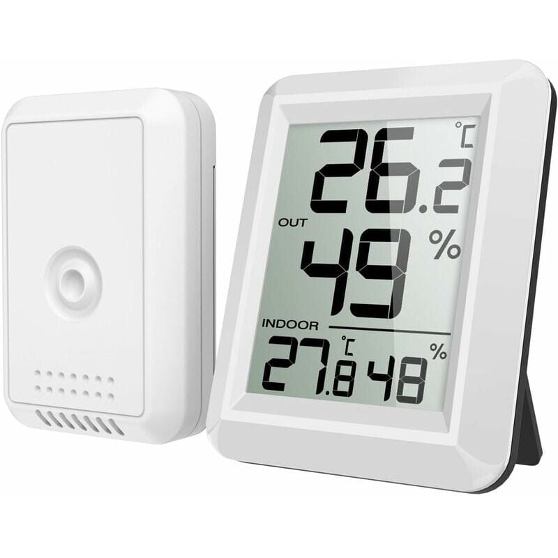 foto del prodotto snq termometro interno ed esterno, termometro collegato con sensore esterno wireless, termometro igrometro digitale con ampio display lcd,