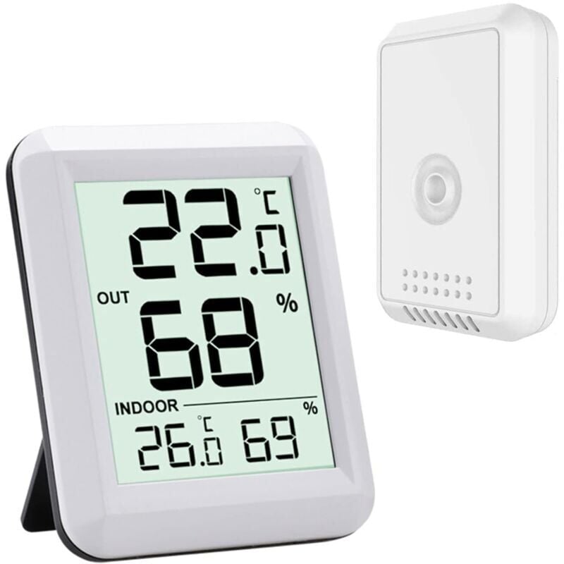 foto del prodotto snq termometro interno ed esterno termometro igrometro digitale con ampio display lcd termometro connesso con sensore esterno wireless per