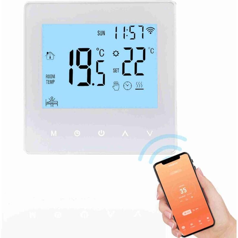 foto del prodotto snq termostato intelligente wifi 3a per il riscaldamento dell acqua, termostato digitale programmabile con display lcd per riscaldamento a