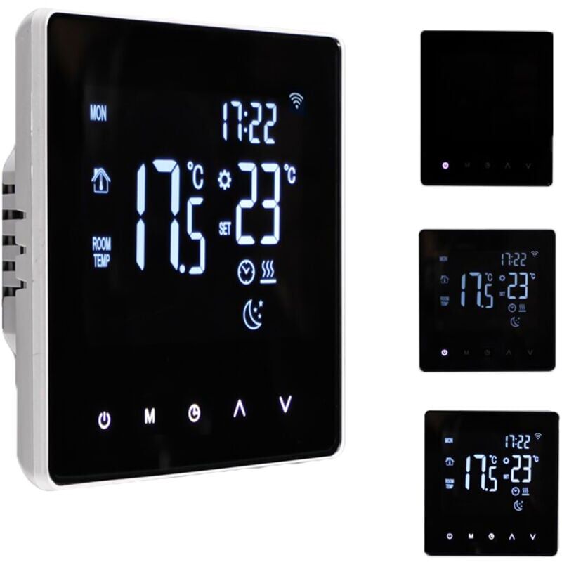 foto del prodotto snq termostato wifi intelligente , schermo touch lcd retroilluminato, controllo tramite app, programmazione settimanale, termostato per