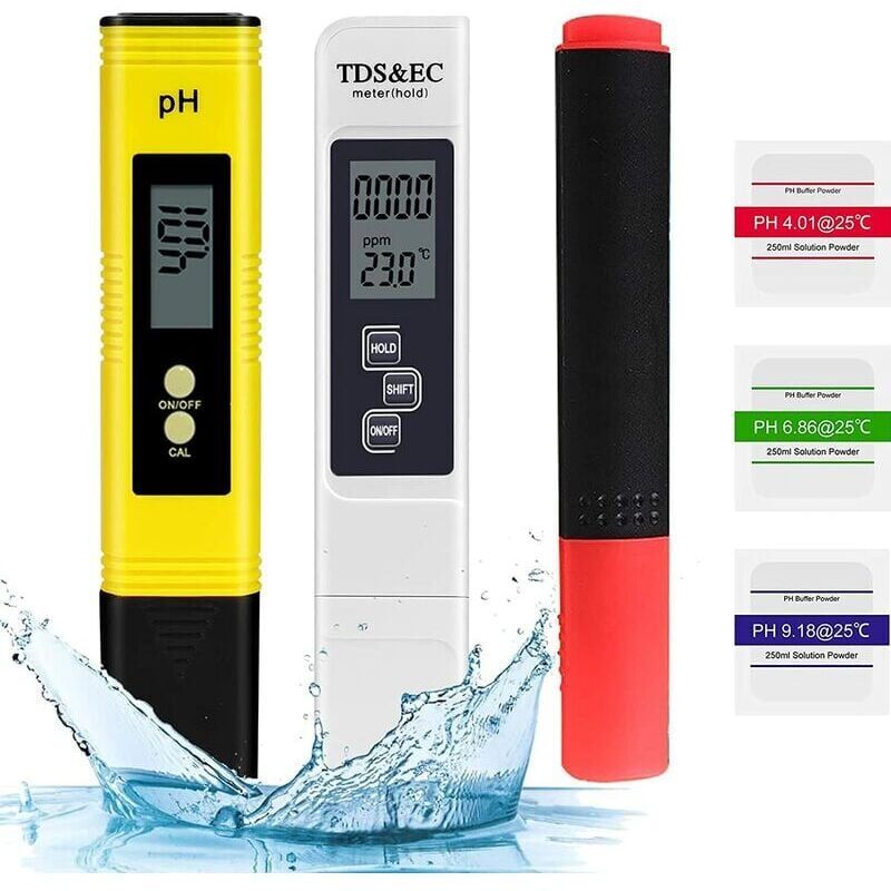 foto del prodotto snq tester per la qualit dell acqua 3 pezzi, tester elettronico per ph, misuratore di temperatura tds ed ec, penna per il rilevamento dei