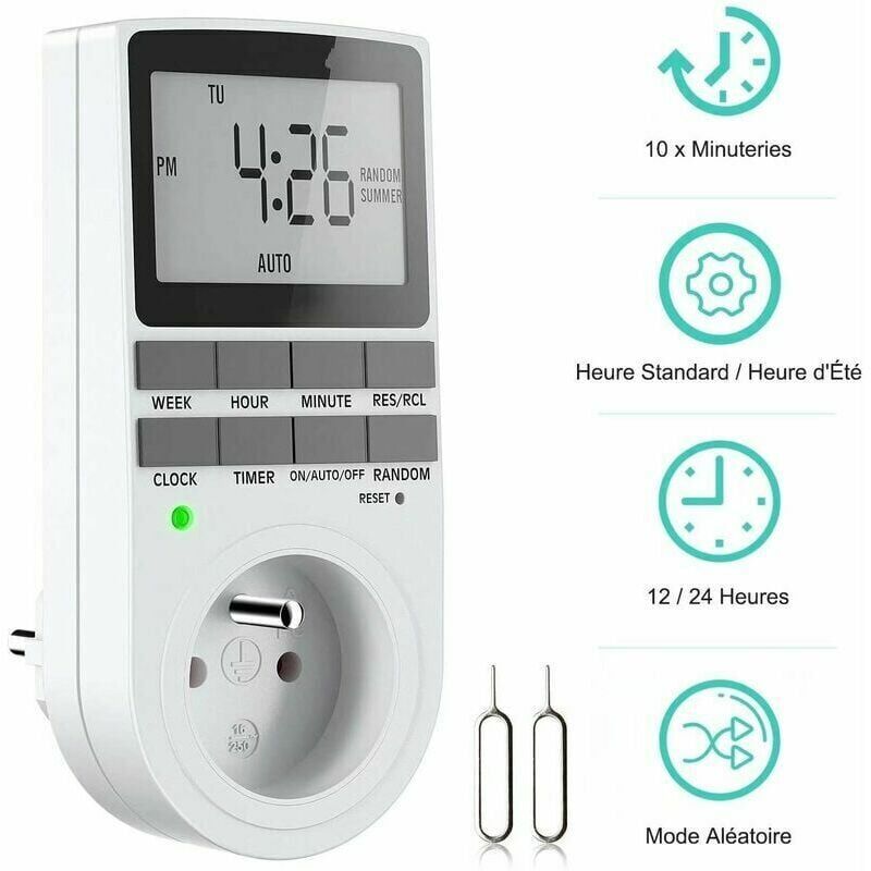 foto del prodotto snq timer digitale programmabile prize, timer digitale settimanale con display lcd, timer elettrico prize 12h 24h 7days, risparmio energetico per