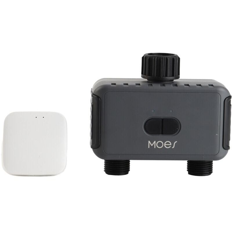 foto del prodotto snq timer per irrigazione intelligente con hub wi fi, timer per irrigazione con 2 uscite ingresso in plastica e uscita in plastica 