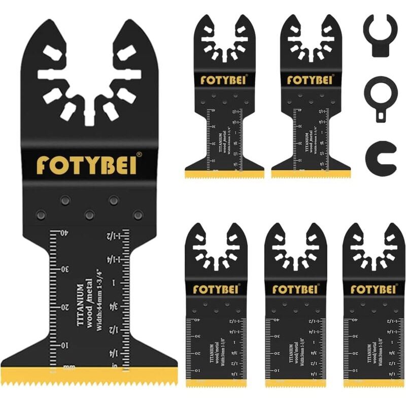 foto del prodotto snq tool lames de scie oscillantes en titane, ensemble d accessoires de lames multi outils 5 pi ces pour plastique, bois, m tal, compatibles avec