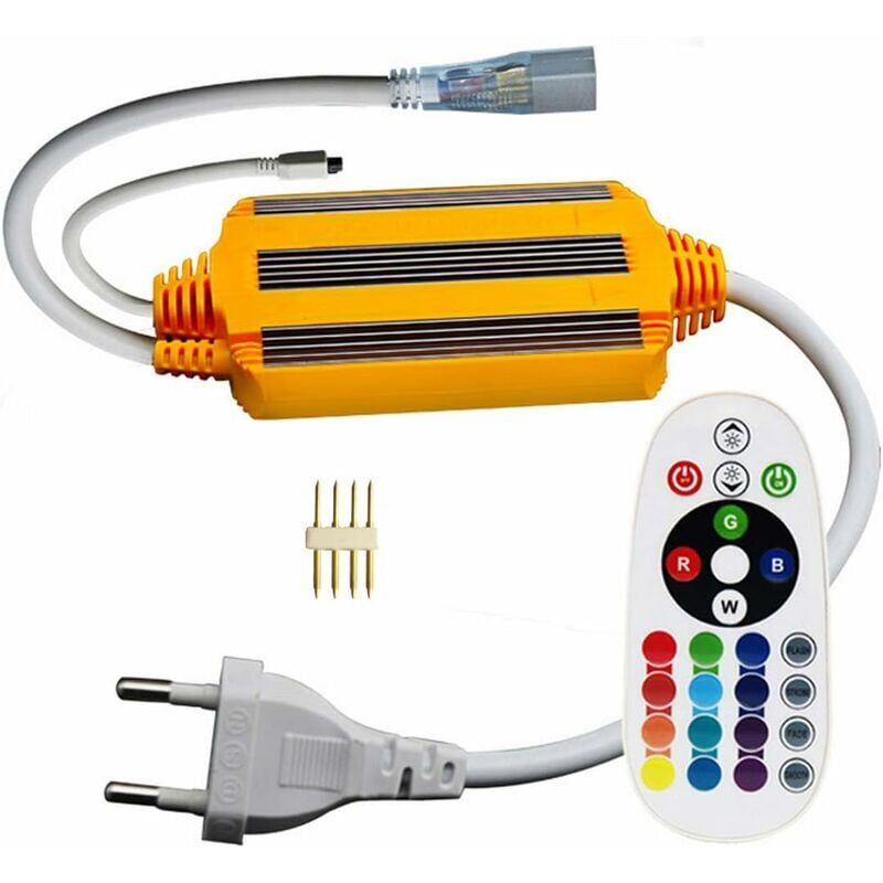 foto del prodotto snq trasformatore di alimentazione 220v per striscia led rgb 5050, impermeabile ip68, con telecomando ir a 24 pulsanti, solo trasformatore