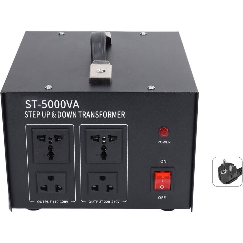 foto del prodotto snq trasformatore di tensione regolabile 5000w con fusibile da 20a, 2 prese ca 110v 2 prese ca 230v convertitore di tensione per laboratori